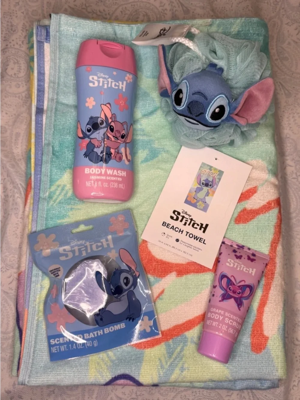 Disney Stitch & Angel Bath Set with Towel Set B